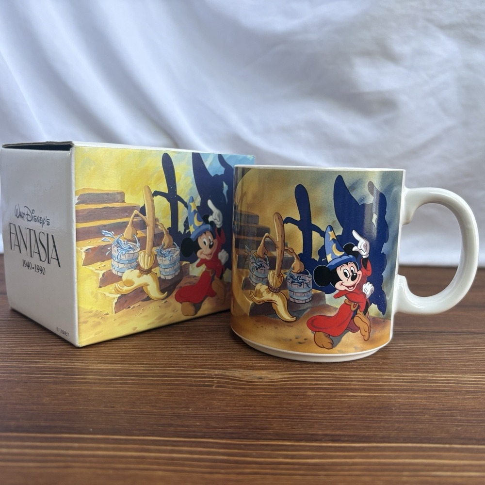 Walt Disney Fantasia 1940–1990 Sorcerer Mickey Coffee Mug w/ Box 1990s
